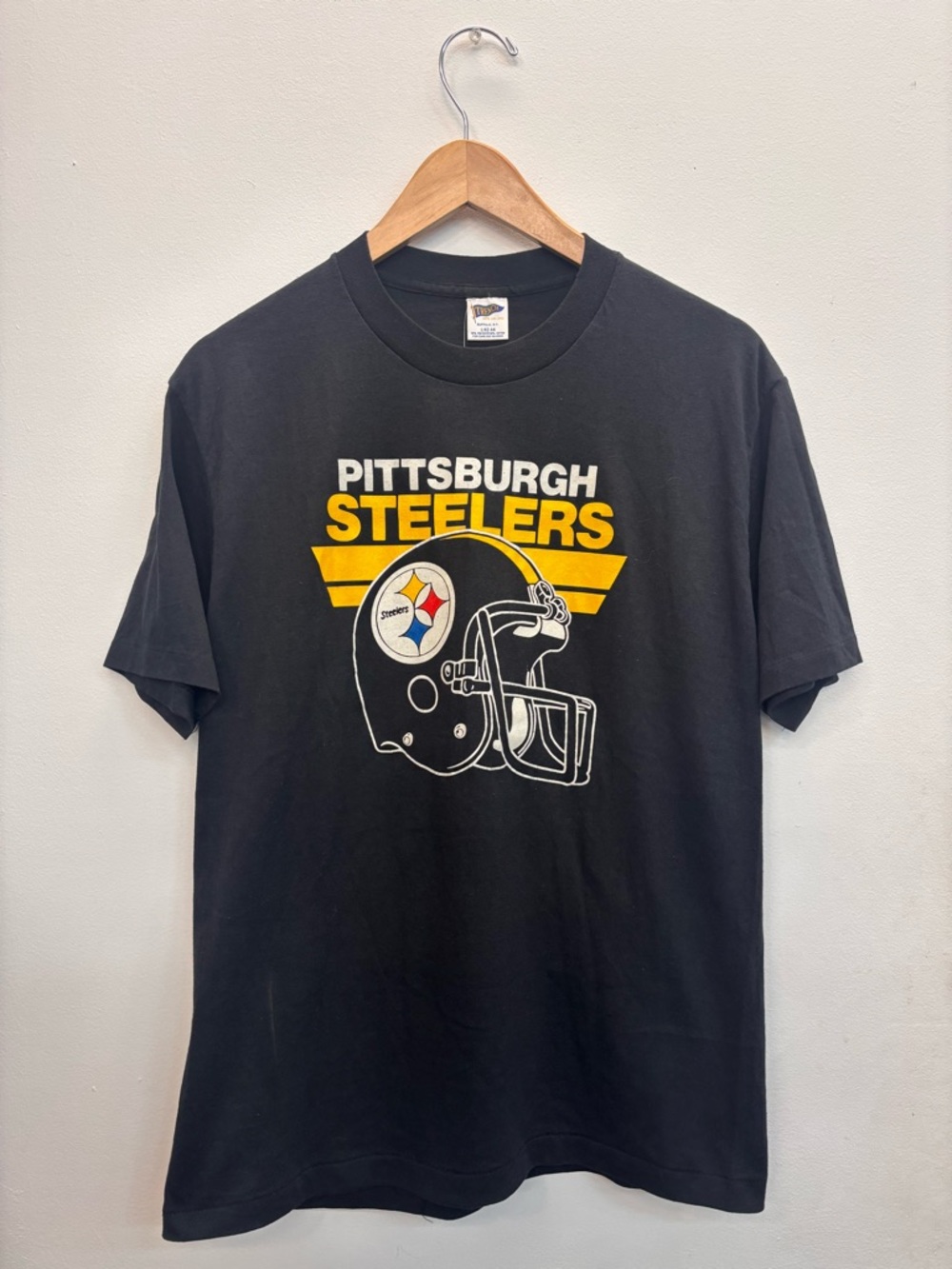 Vtg Pittsburgh Steelers Black Graphic Tee Mens Large 90s Single Stitch USA Made
